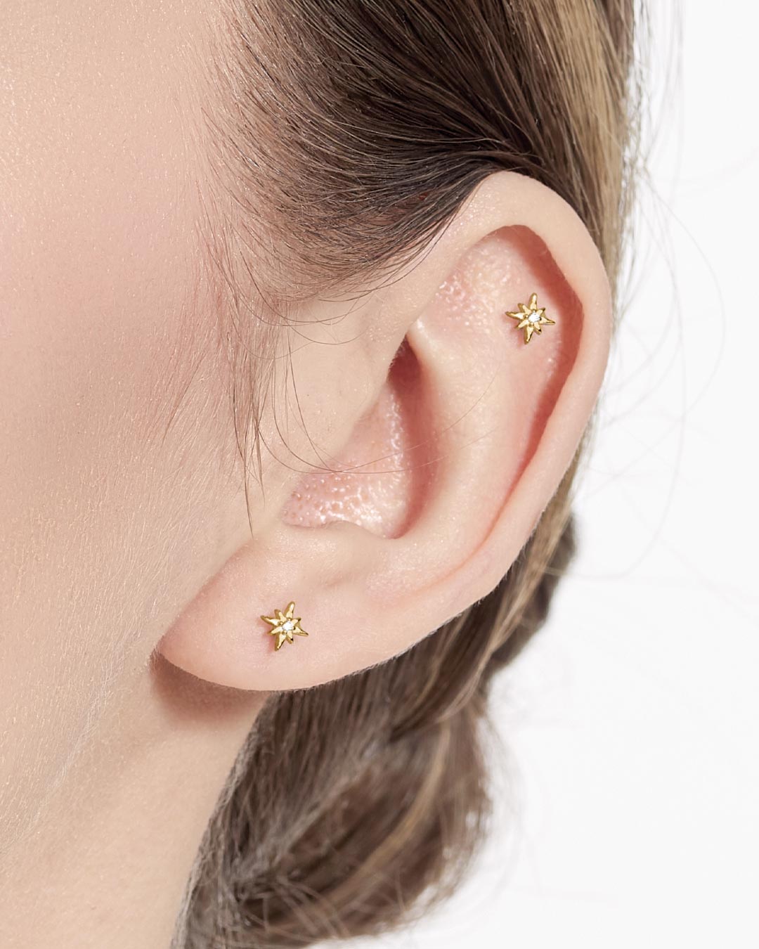Kit Heath Gold Céleste North Star CZ Petite Stud Earrings