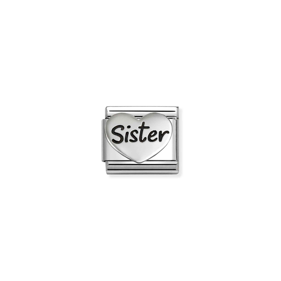 Nomination Silver Classic Oxidized Symbols Sister Heart Charm