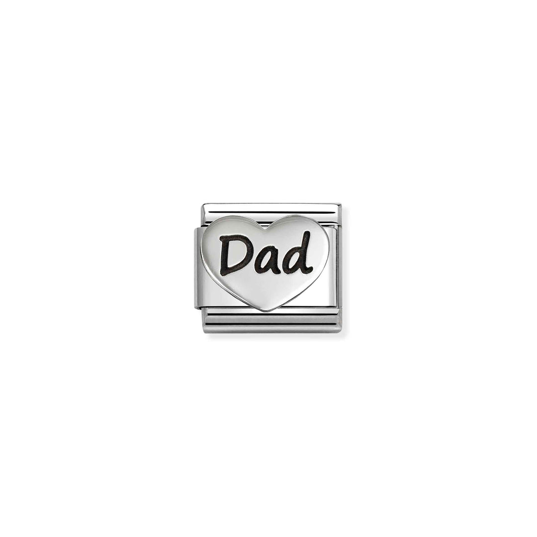 Nomination Silver Classic Oxidized Symbols Dad Heart Charm