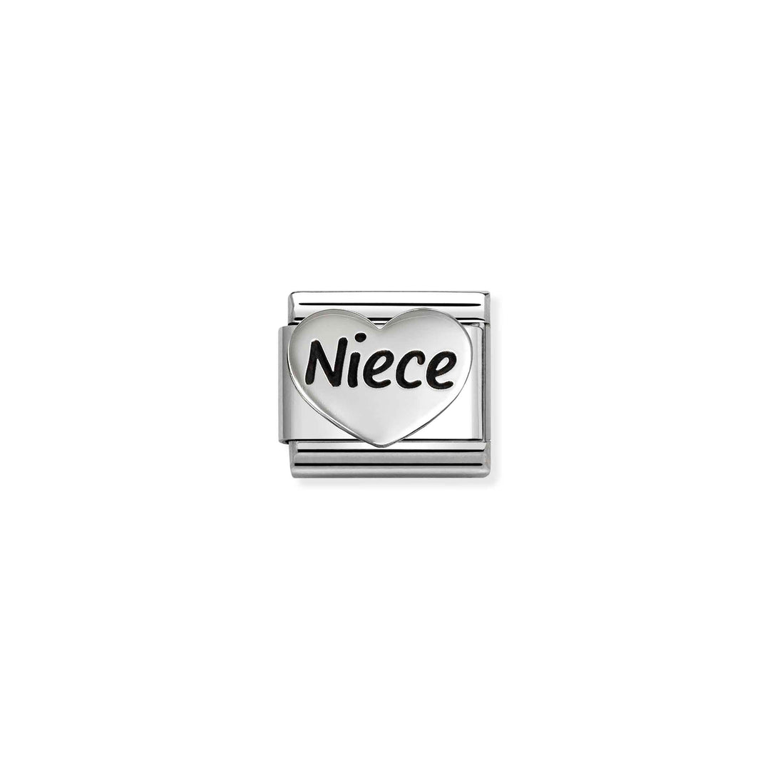 Nomination Silver Classic Oxidized Symbols Niece Heart Charm