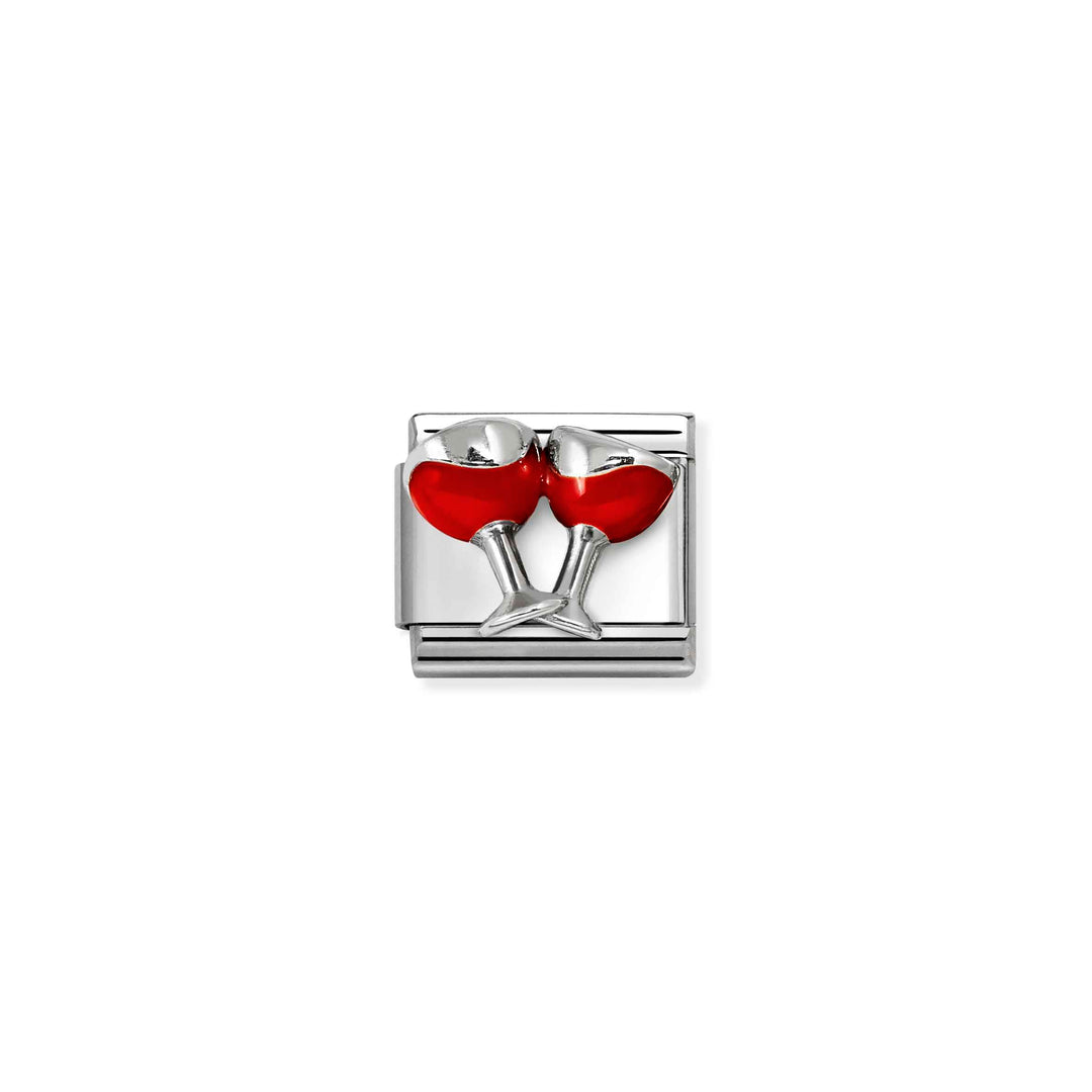 Nomination Classic Silver Red Classic Wine Glasses Charm