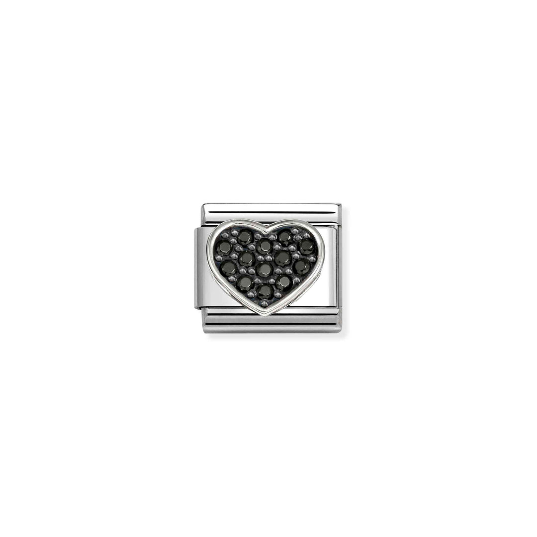 Nomination Silver Classic Rich Black Heart Charm â€“ 925 Sterling Silver