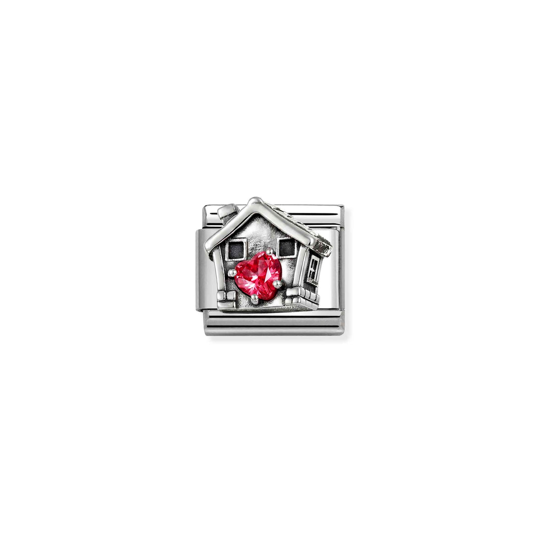 Nomination Silver Classic Oxidized Symbols Red Heart House Charm
