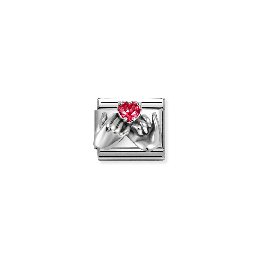 Nomination Silver Classic Oxidized Symbols Red Heart Hands Charm