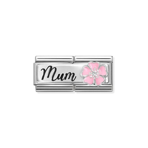 Nomination Silver  Classic Pink Mum Flower Double Charm