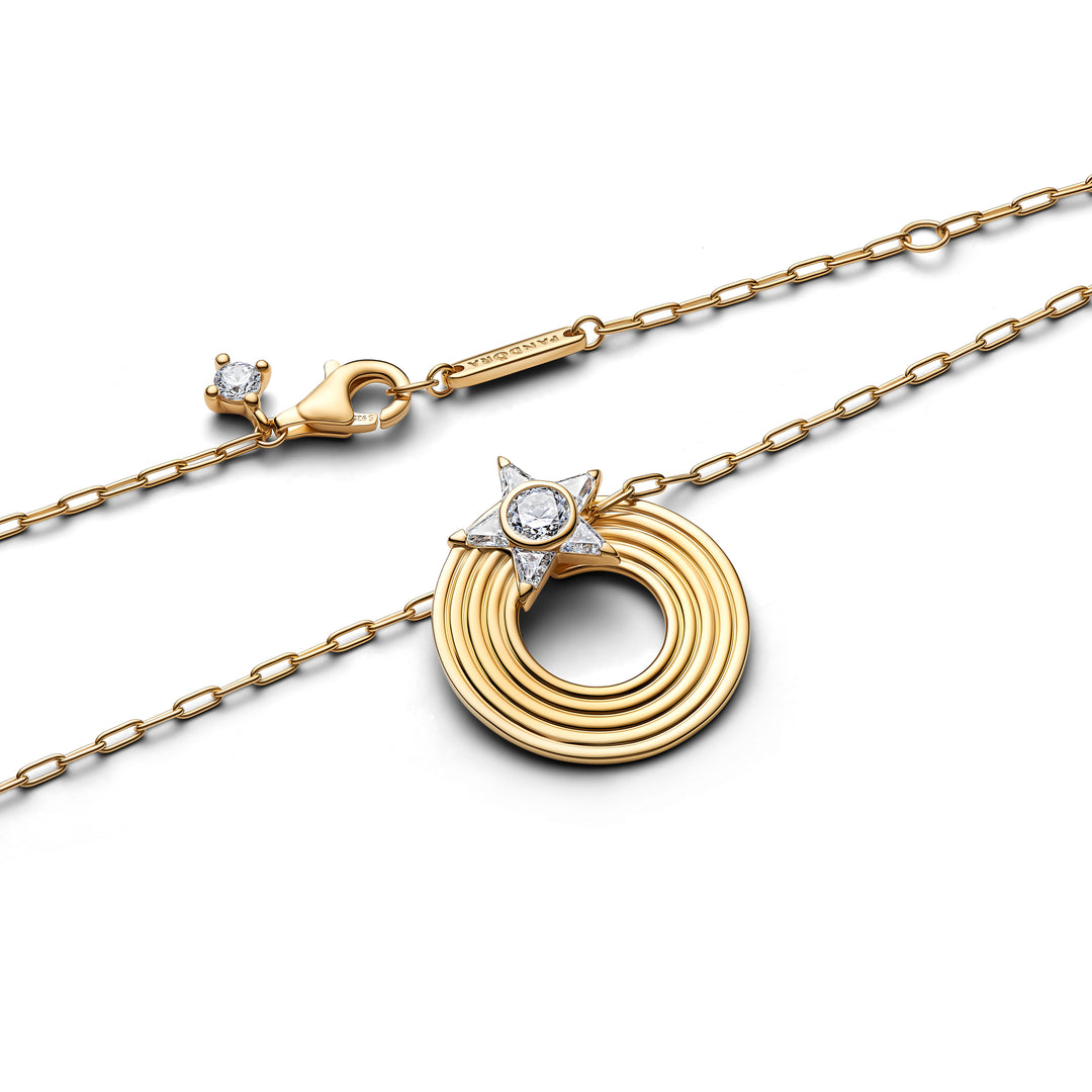 Pandora Gold Sparkling Shooting Star Pendant Necklace
