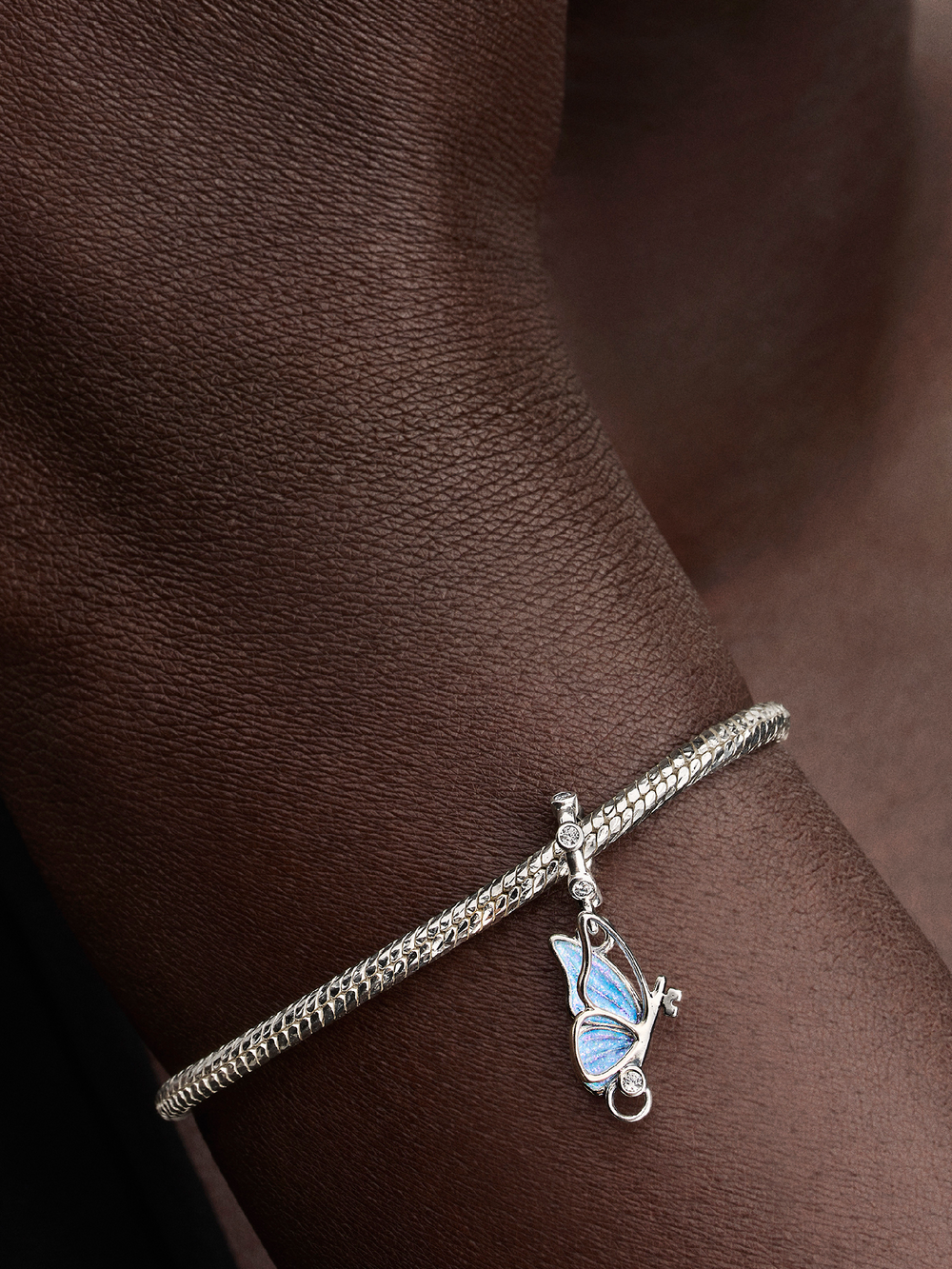 Pandora Winged Dangle Charm Sterling Silver Butterfly Key