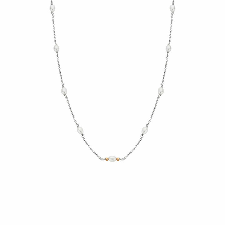 Nature's Wonder Sterling Silver Pearl Choker Necklace - Elegant Beachcomber Design