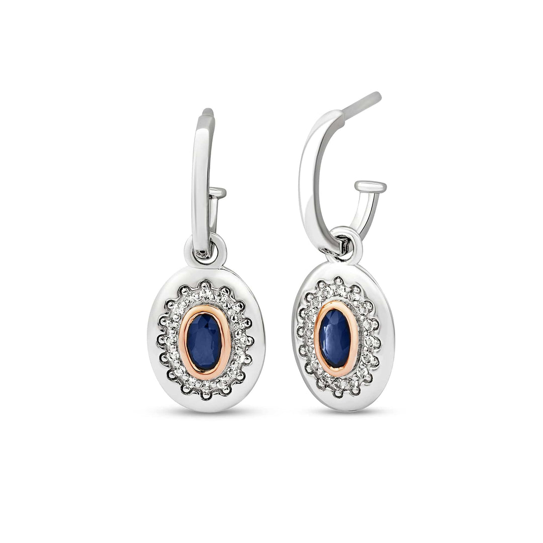 Royal Clogau® Sterling Silver Diana Earrings: Exquisite Sapphires, Topaz, Rare Welsh Gold