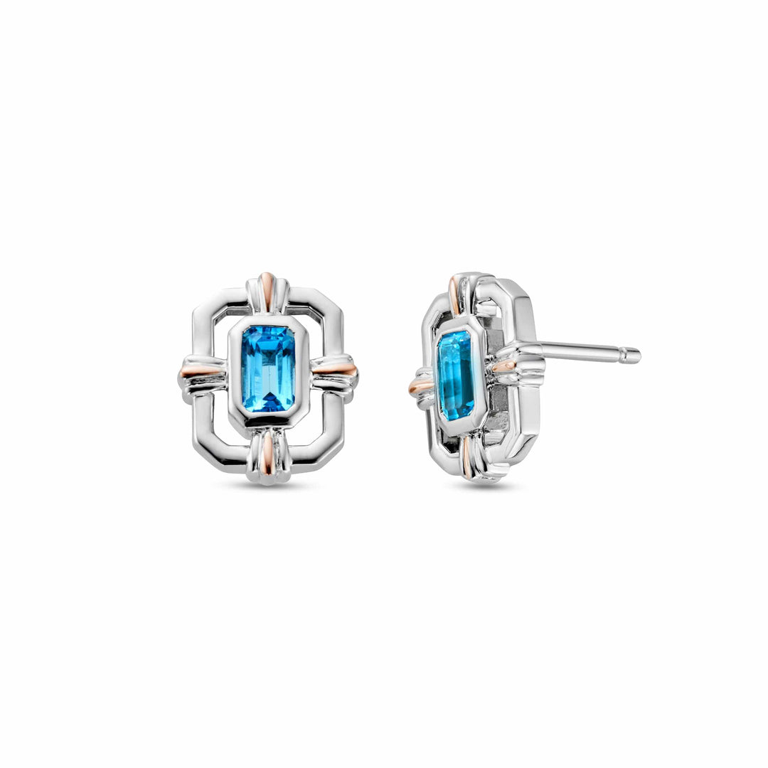 Royal Clogau® Gateways Stud Earrings Sterling Silver Swiss Blue Topaz
