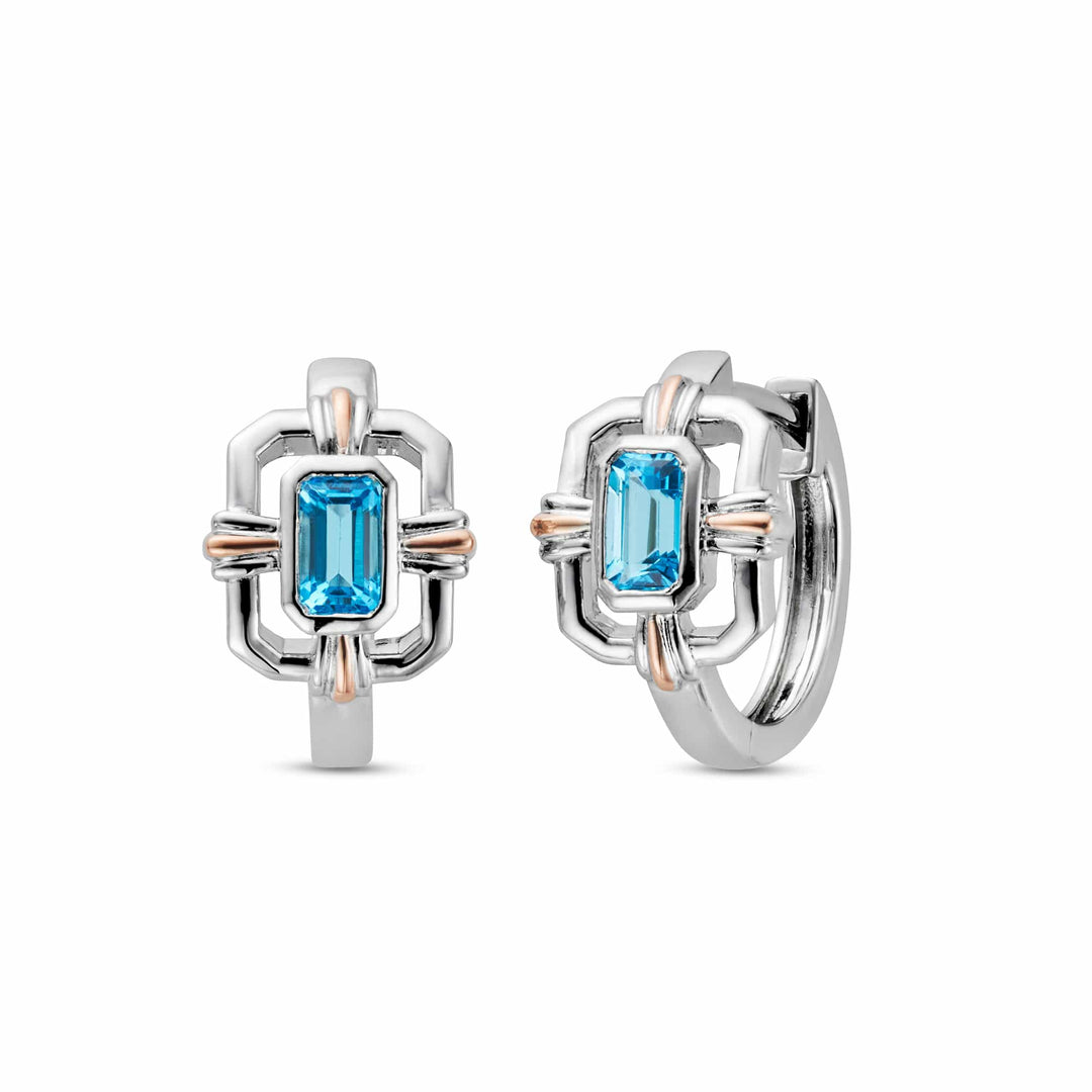 Clogau Gateways Huggie Hoop Earrings Sterling Silver Blue Topaz