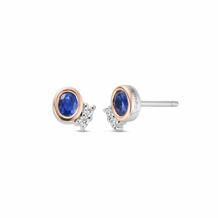 Clogau Royal Diana Sterling Silver Stud Earrings Sapphire Swarovski Zirconia