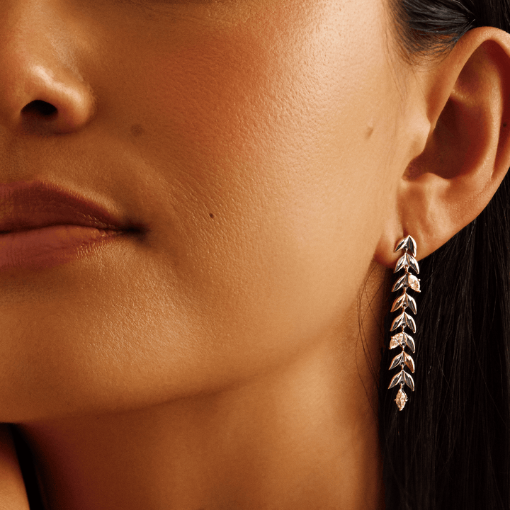 Clogau Royal Sterling Silver Leaf Drop Earrings with Swarovski Zirconia