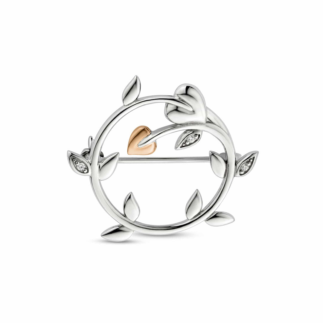 Clogau Tree of Life Sterling Silver Vine Brooch Swarovski Zirconia