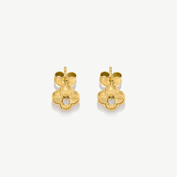 SK Trinket Pleated Clover Stud Earrings