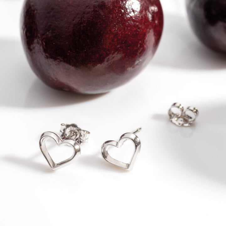 Kit Heath Silver Love Heart Stud Earrings