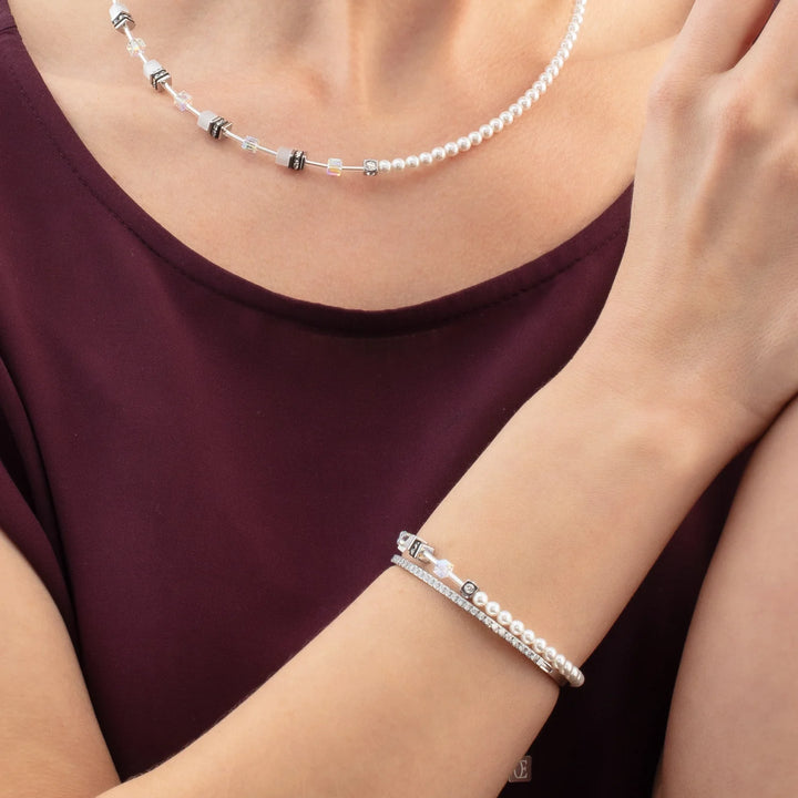 Coeur De Lion Silver-White GeoCUBE® Mini Fusion Pearls Bracelet