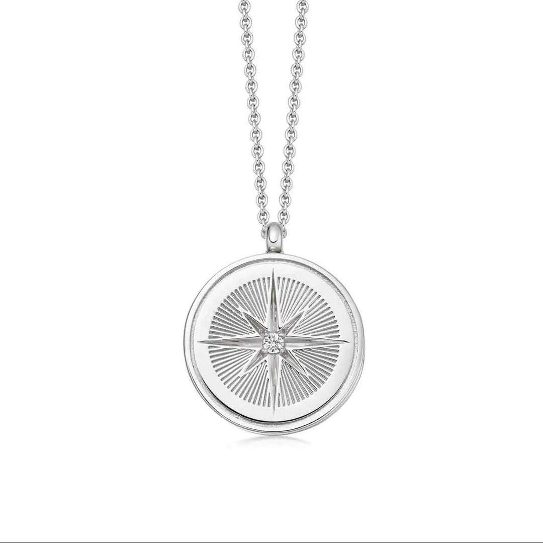 Astley Clarke Silver Compass Locket Necklace