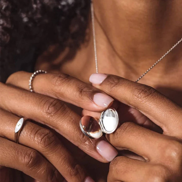 Astley Clarke Silver Compass Locket Necklace