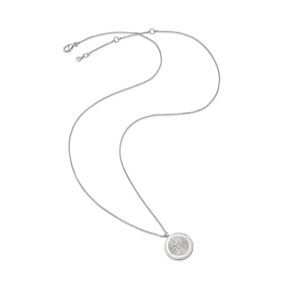 Astley Clarke Silver Compass Locket Necklace
