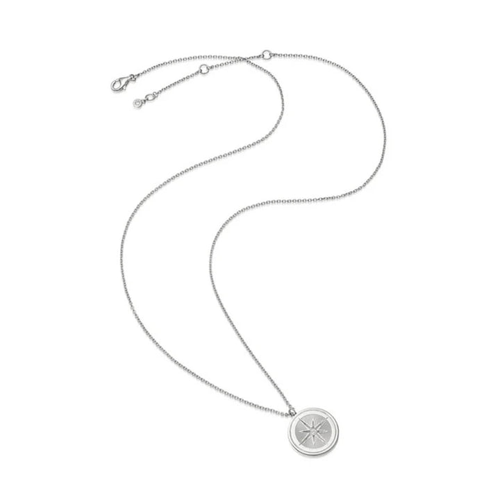 Astley Clarke Silver Compass Locket Necklace