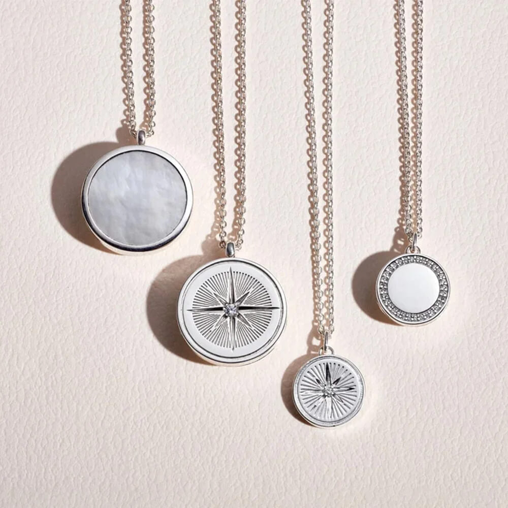 Astley Clarke Silver Compass Locket Necklace