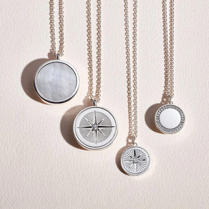 Astley Clarke Silver Compass Locket Necklace
