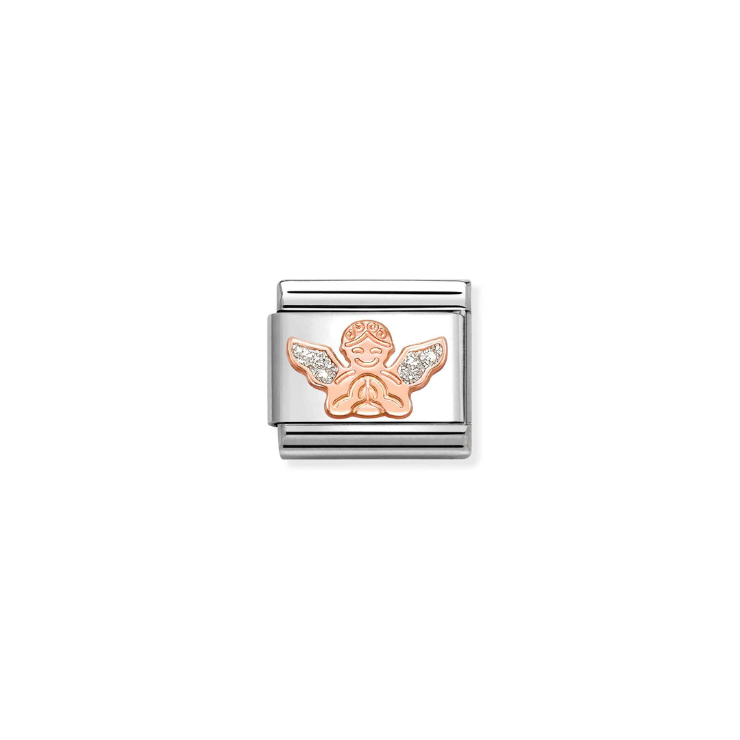 Nomination Bonded Rose Gold Classic Glitter Symbols Silver Angel Charm