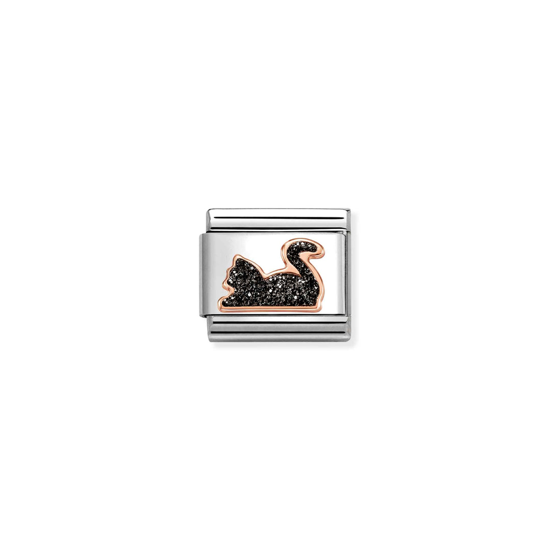 Nomination Rose Gold Classic Glitter Symbols Silver Cat Charm
