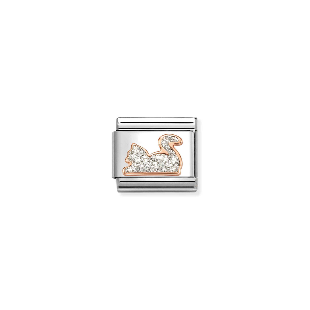 Nomination Rose Gold Classic Glitter Symbols Black Cat Charm