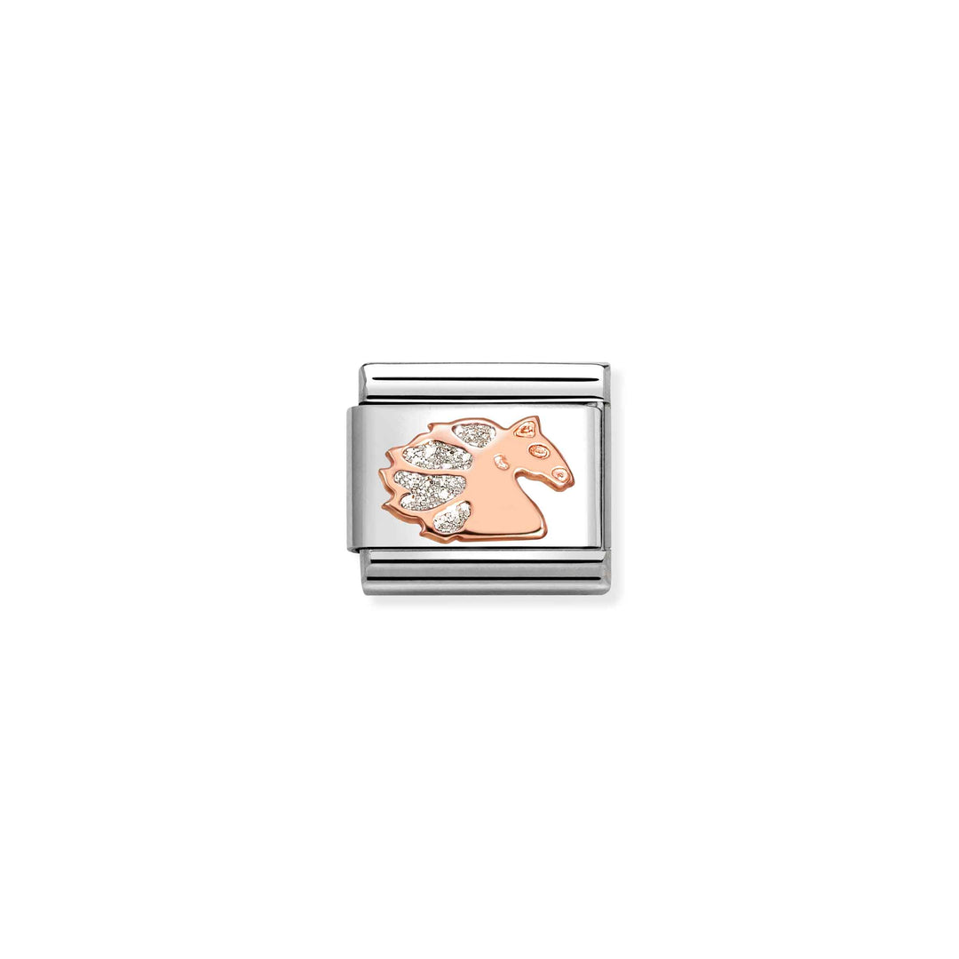 Nomination Classic Rose Gold Glitter Symbols Unicorn Charm