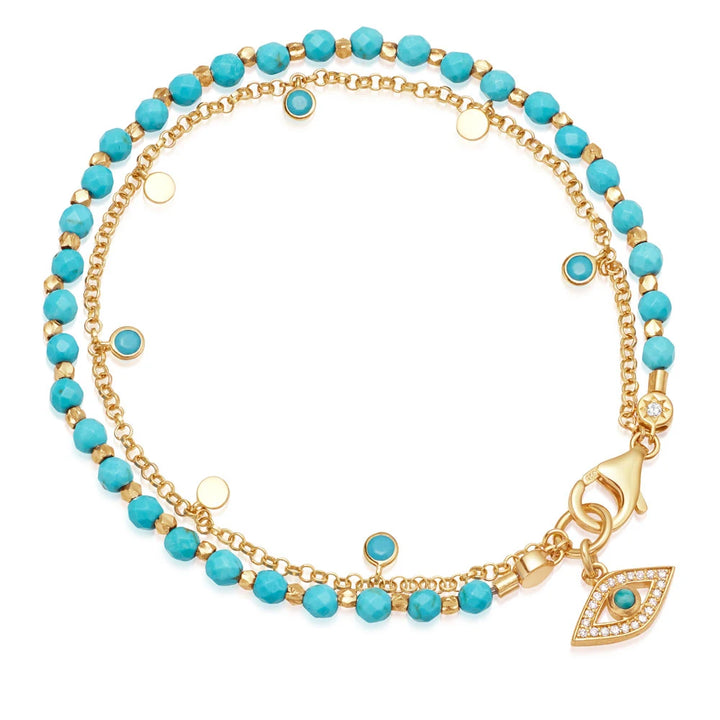 Astley Clarke Gold Vermeil Evil Eye Bracelet - Turquoise & Sapphire Gemstones