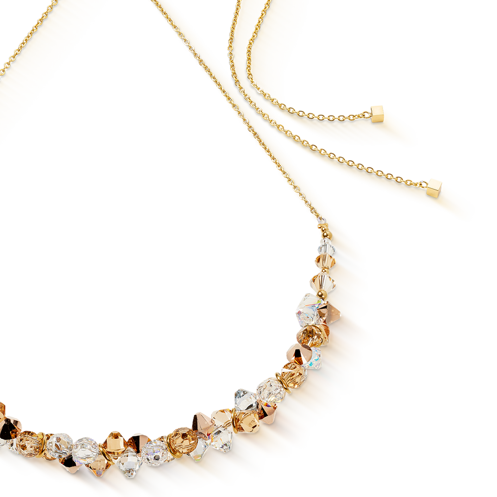COEUR DE LION Dancing Crystals Necklace Gold-Beige Swarovski Crystals