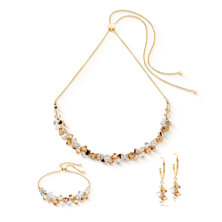 COEUR DE LION Dancing Crystals Necklace Gold-Beige Swarovski Crystals