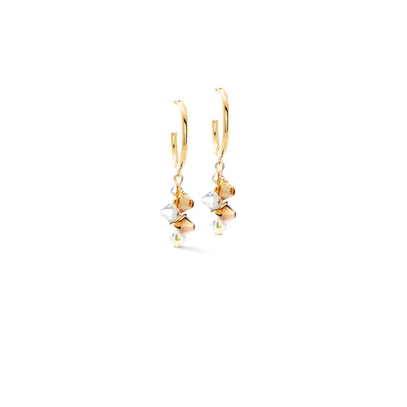 Coeur De Lion Gold Beige Swarovski Crystals Dancing Crystals Earrings