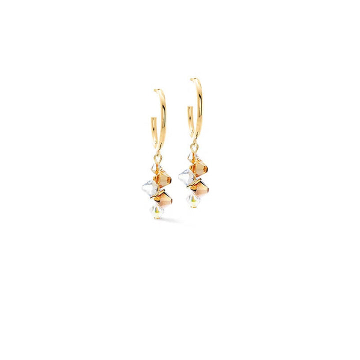 Coeur De Lion Gold Beige Swarovski Crystals Dancing Crystals Earrings