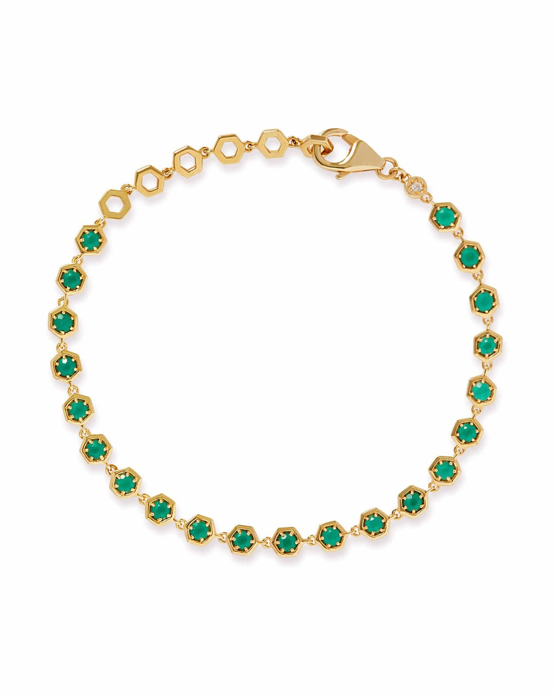 Astley Clarke Deco Tennis Bracelet 18ct Gold Plate Green Agate