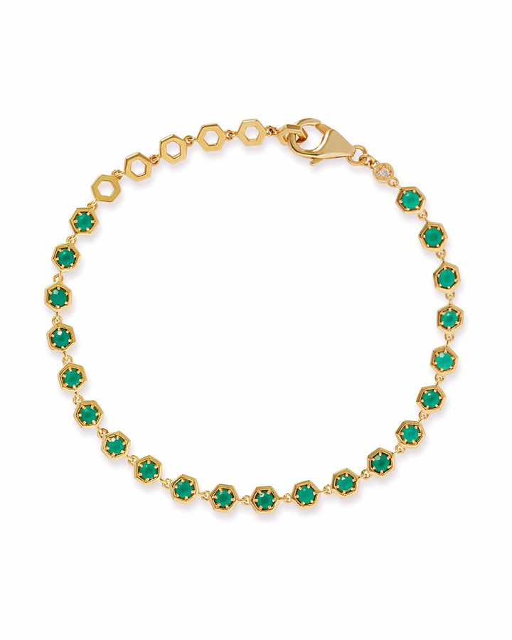 Astley Clarke Deco Tennis Bracelet 18ct Gold Plate Green Agate
