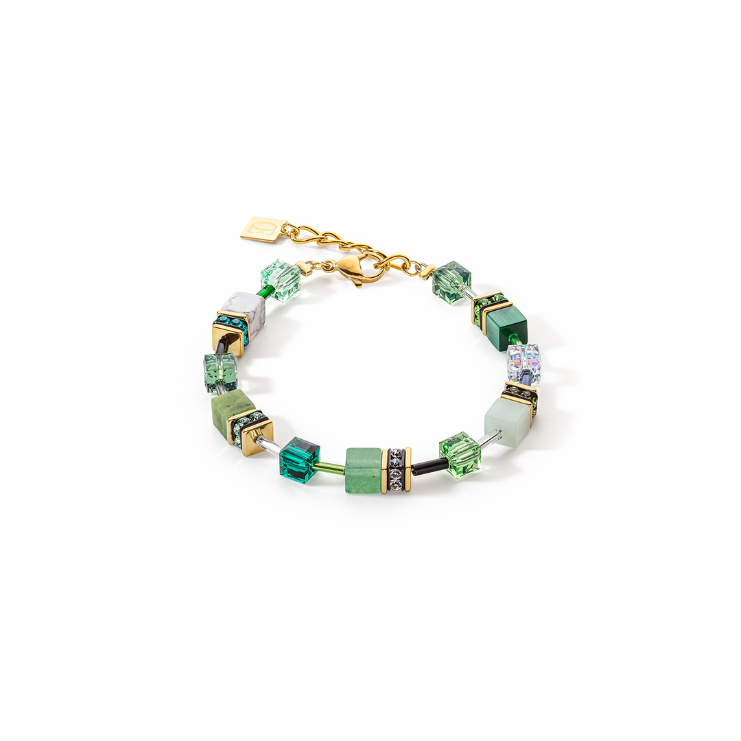 COEUR DE LION GeoCUBE® Iconic Bracelet Green Aventurine Gold