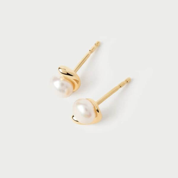PDPAOLA Gold La Perla Pearl Mini Stud Earrings