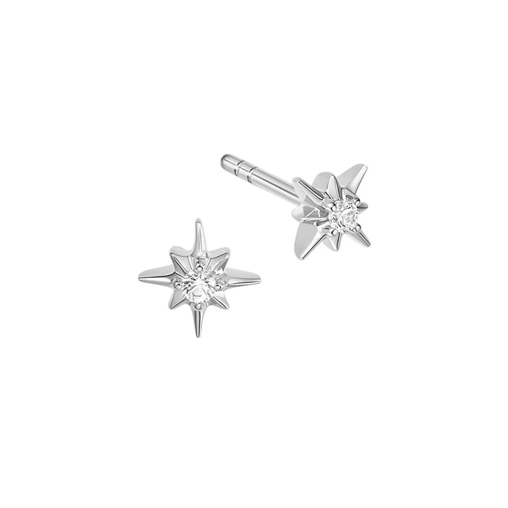 Astley Clarke Polaris Star Stud Earrings - White Sapphire & Sterling Silver/Gold Vermeil