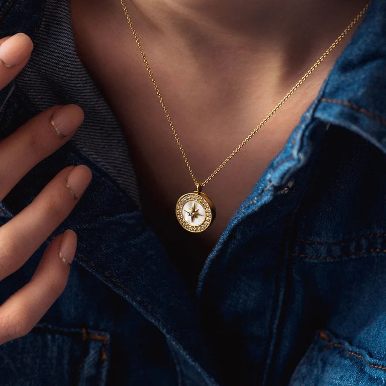 Astley Clarke Gold Vermeil Polaris Malachite Locket Necklace