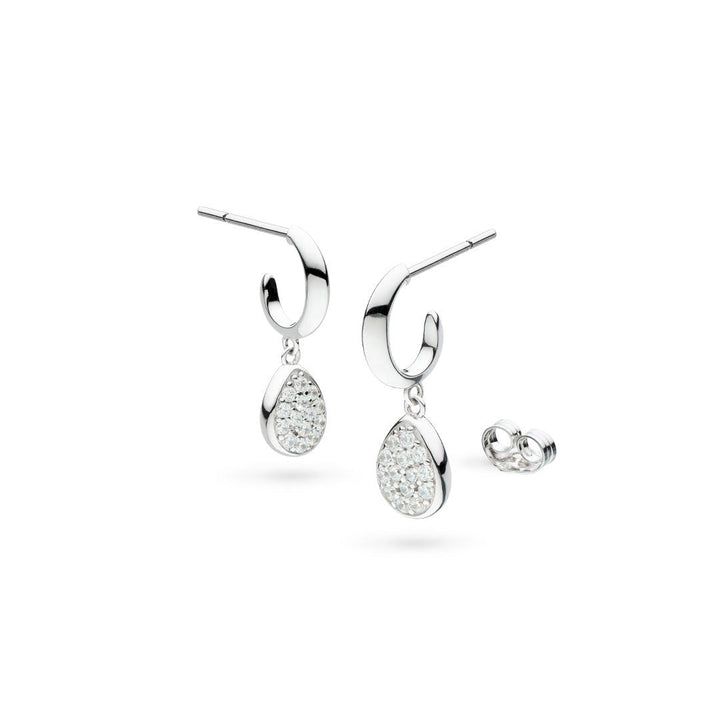 Kit Heath Silver Coast Pebble Glisten Pavé CZ RP Hoop Earrings
