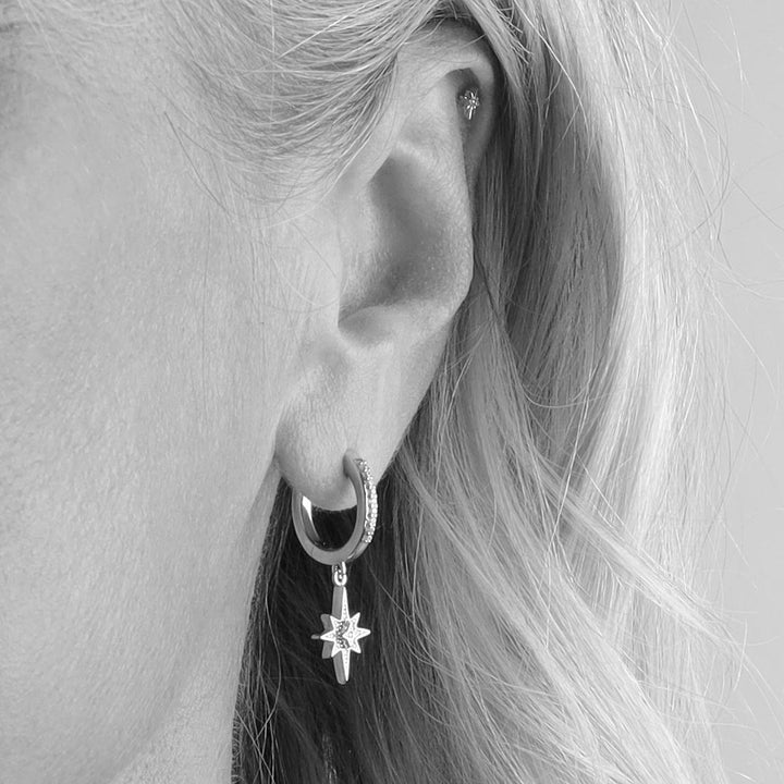 Kit Heath Celeste North Star Hinged Hoop Drop Earrings