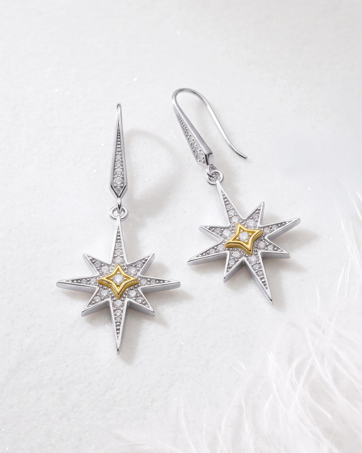 Kit Heath Mixed Metal  Céleste North Star CZ Grande Drop Earrings