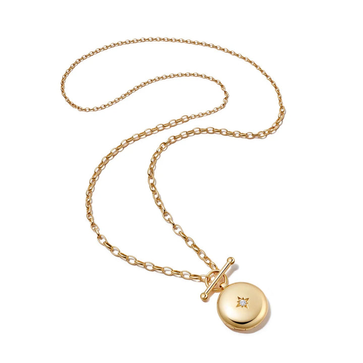Astley Clarke Personalized Locket Necklace - T-Bar & White Sapphire