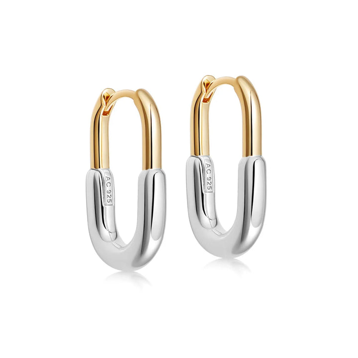 Astley Clarke Silver and Gold Mixed Metal Aurora U-Shape Hoop Earrings