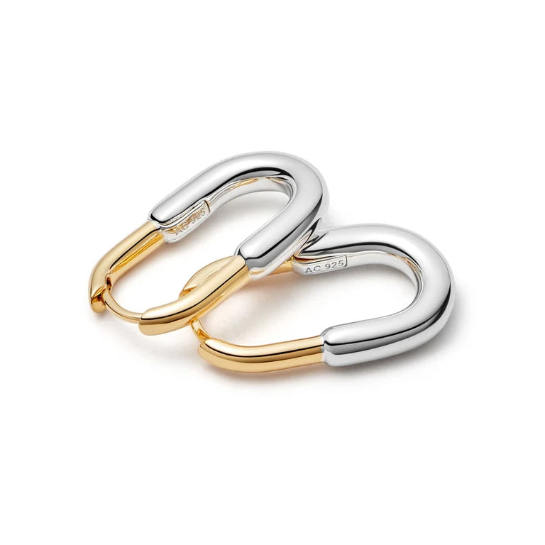 Astley Clarke Silver and Gold Mixed Metal Aurora U-Shape Hoop Earrings