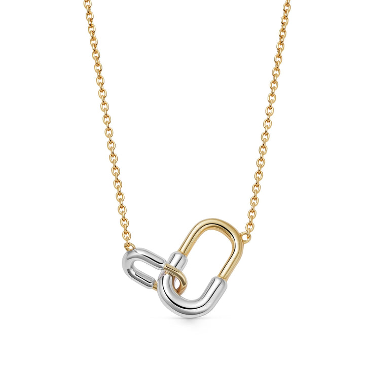 Astley Clarke Silver and Gold Moxed Metal Aurora Interlinking Hoop Necklace