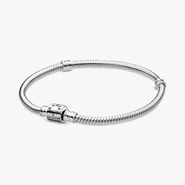 Pandora Silver Barrel Clasp Snake Chain Bracelet